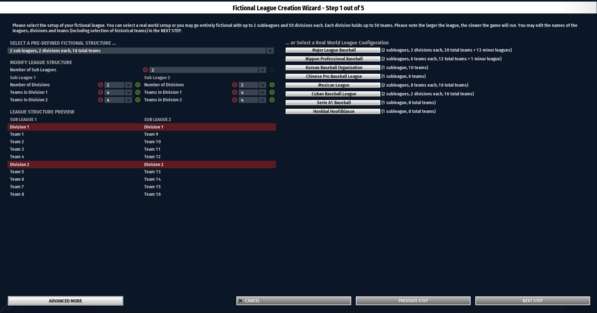 Creating a new fictional league of true fictional teams - Page 2 - OOTP  Developments Forums