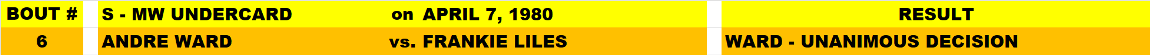 Name:  TITLE BOUT UPPER_ SUPER - MIDDLEWEUGHT UNDERCARD FIGHTS APRIL 1980 BOUT 6.png
Views: 268
Size:  16.1 KB