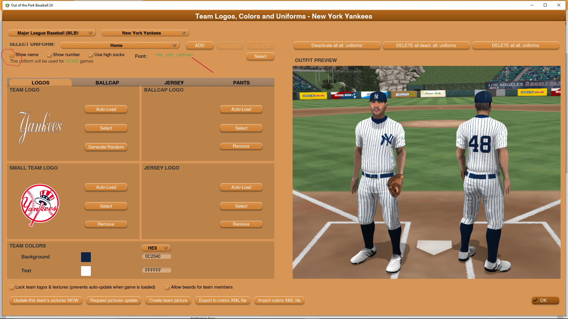 help with the names on uniforms - OOTP Developments Forums